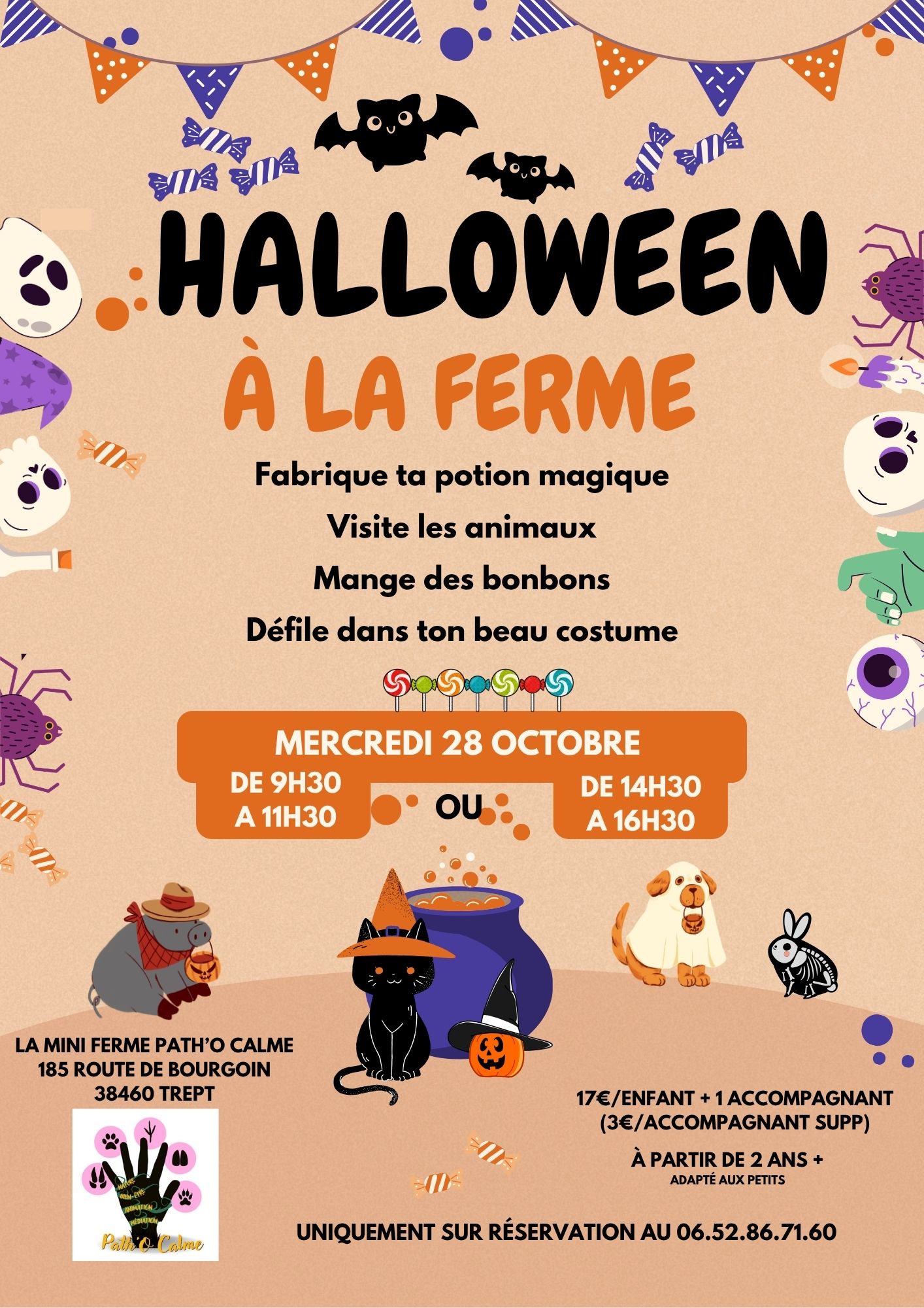 Affiche Halloween à la ferme, mercredi 28 octobre